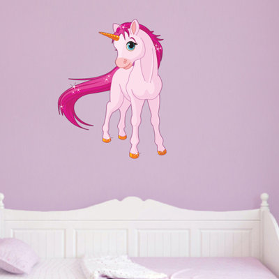 Décalcomanie murale licorne rose