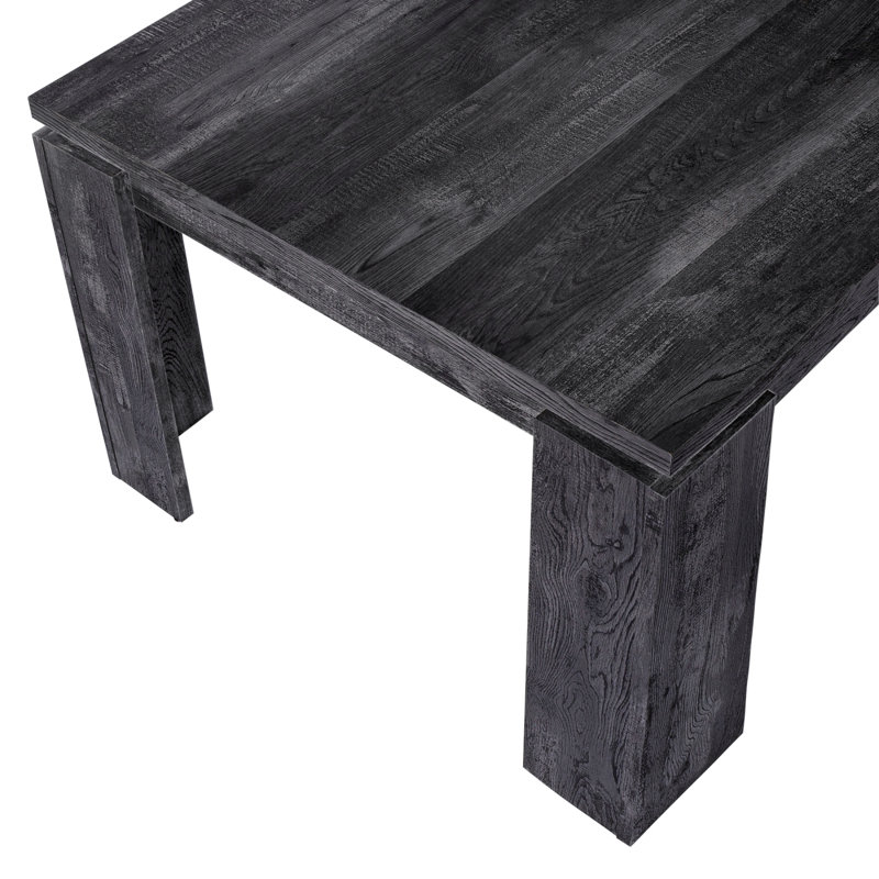 Table de salle à manger, rectangulaire, 60 po, cuisine, salle à manger, stratifié noir, contemporain, moderne, Noir