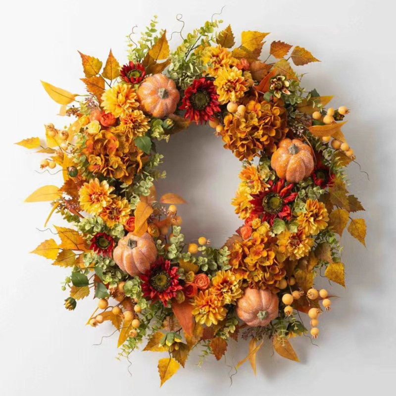 17.7In Fall Pumpkin Wreath