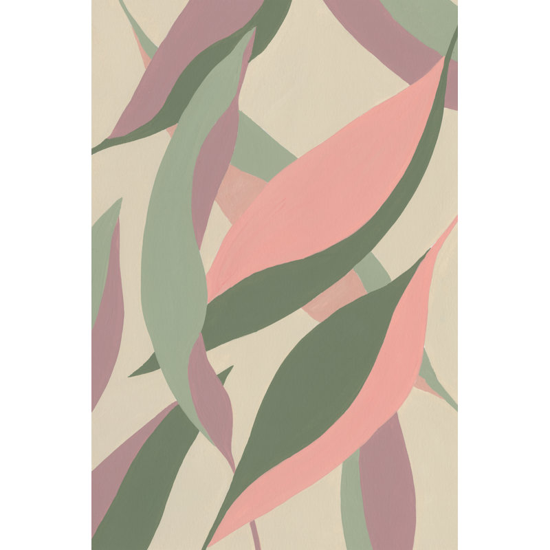 Elongated Leaves II - Wrapped Canvas Graphic Art, 122 cm H x 81 cm W, Black Floater Framed