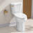 19" Extra Tall Toilet Elongated Two Piece Toilet with Powerful 1.28GPF Flush in White Seat Included-100782229