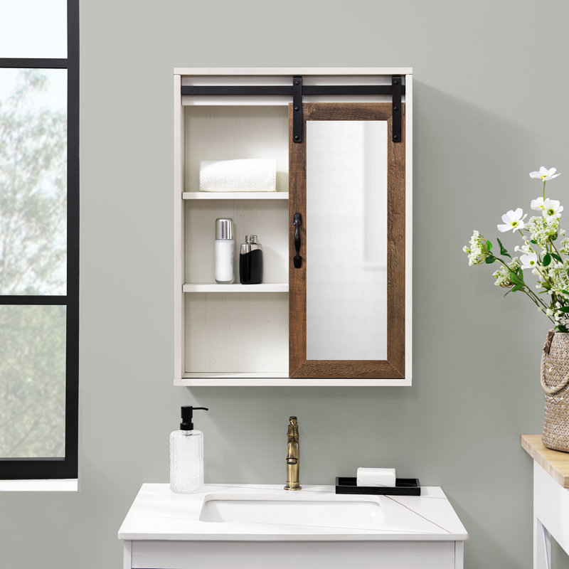 Jalia Bathroom Cabinet, White/Rustic Oak