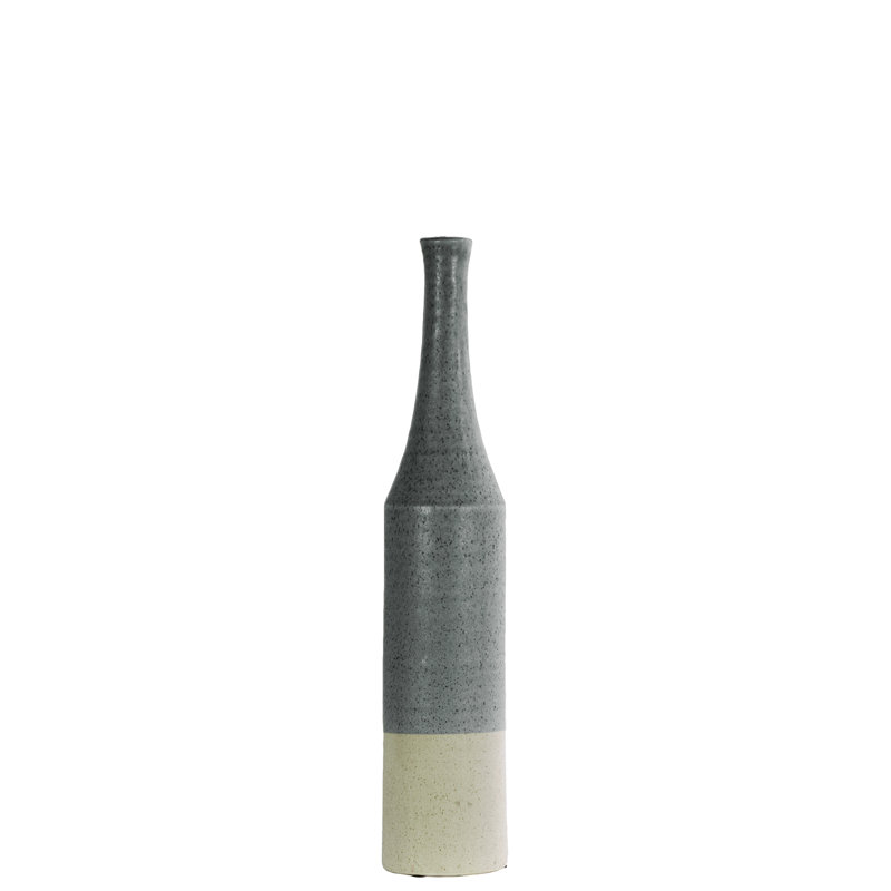 Vase de plancher en céramique pour bouteilles Goggins, H 20,5 po x l 4 po x P 4 po, argent