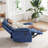 Upholstered Chenille Blue Swivel Rocker Recliner-1835912699