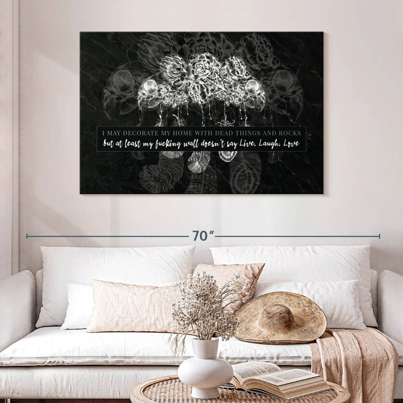 Citation gothique sur toile, H 32 po x l 48 po x P 1,25 po
