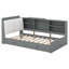 Lit de jour double avec tête de lit rembourrée, bibliothèque et 2 tiroirs, lit plateforme en bois avec tablettes de rangement et plateau de rangement rotatif-708261740-720518896