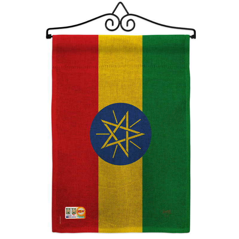 Éthiopie du monde 2 côtés en toile jute de 19 po x 13 po drapeau de jardin