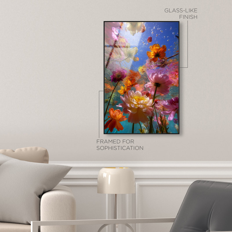 Liquid Bloom II Print, 31"H x 21"W, Black Floater Frame