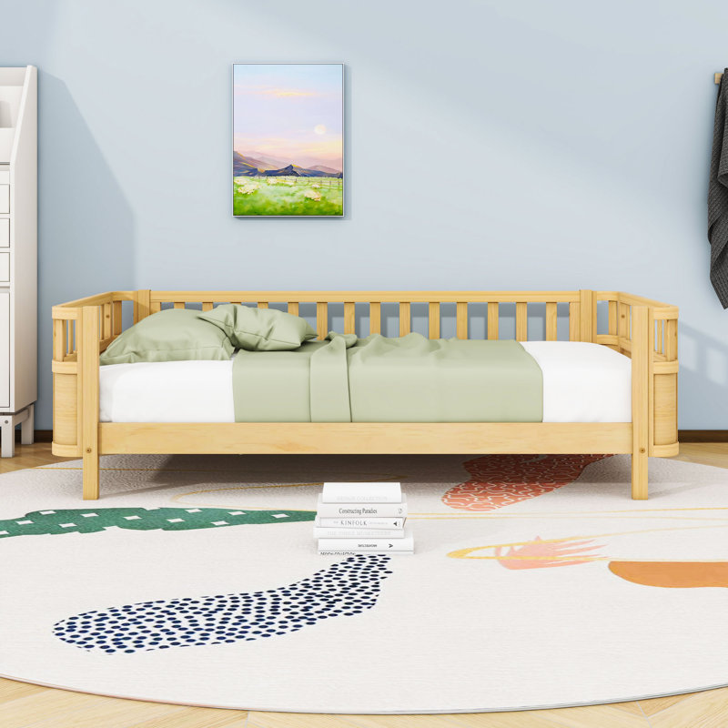 Wood Platform Bed with Slats, Twin, Natural
