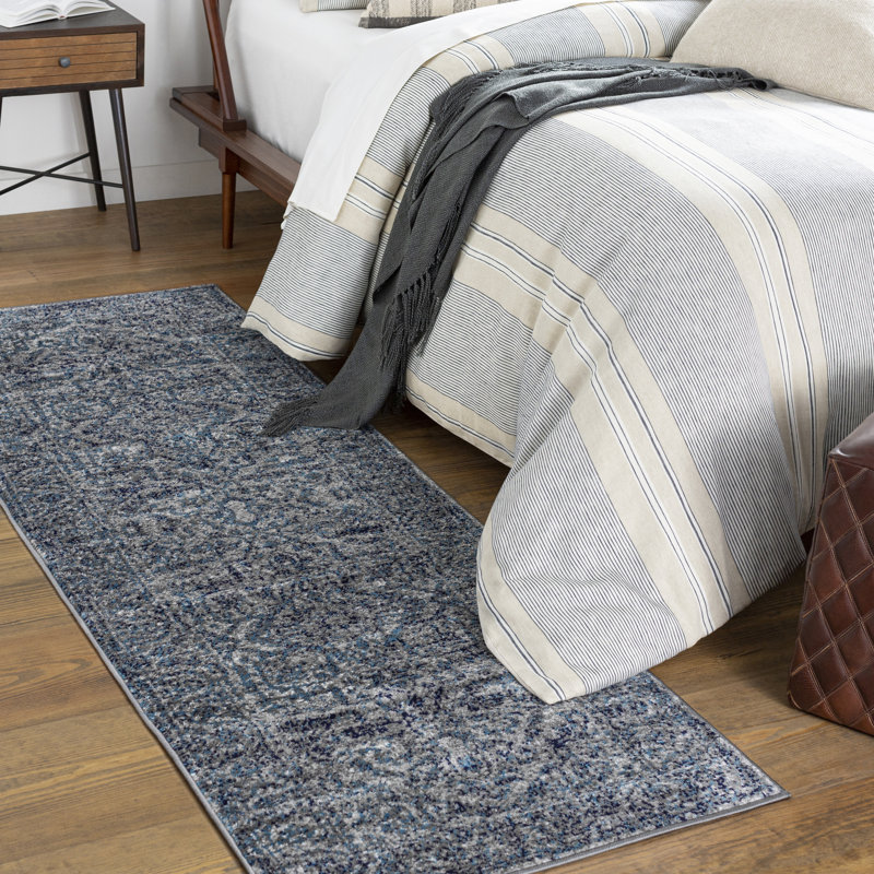 Ingrid Machine Woven Oriental Navy Area Rug, Runner 2'7" x 7'3"