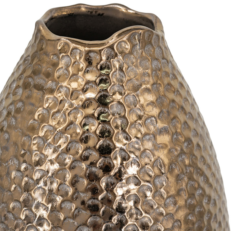 Vase en céramique 7,1 x 7,1 x 13,8 po avec finition bronze texturée