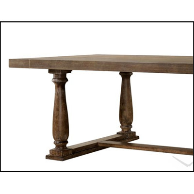 Bernard Weathered Oak Finish Dining Table with Sturdy Turned Posts and Timeless Design for Elegant and Durable Dining Experience