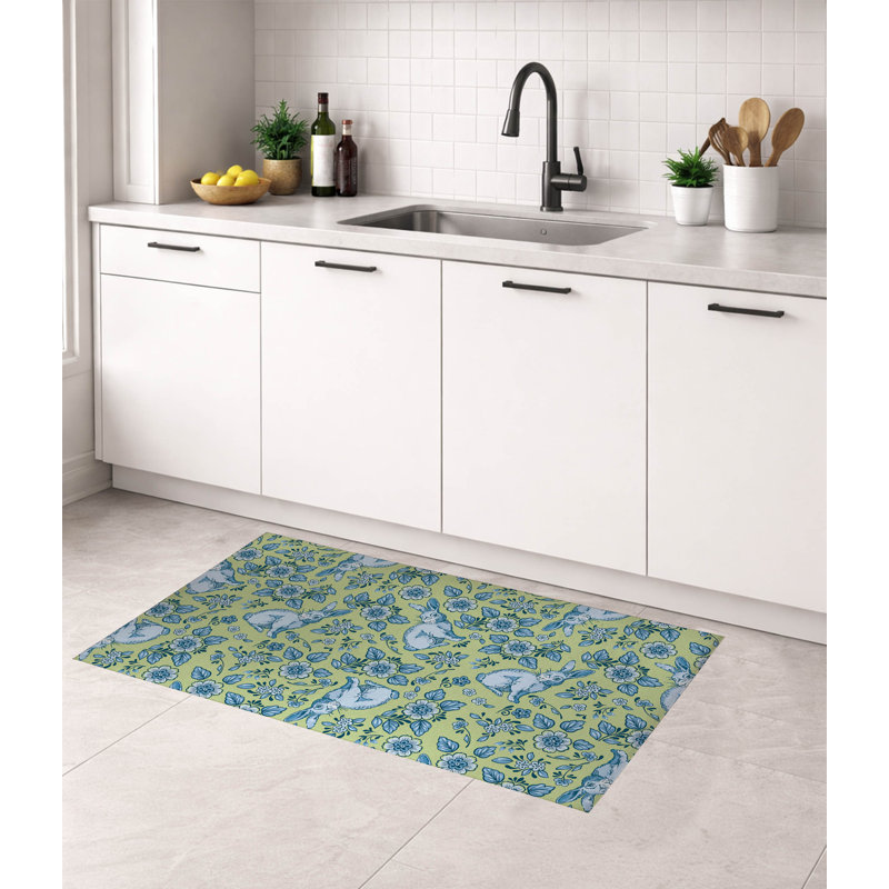 Tapis de cuisine léger Bunny Toile, Rectangulaire 3 pi x 5 pi, Vert