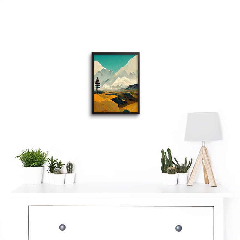 Lone Tree Snow Mountain 1 Piece Single Picture Frame Wall Art