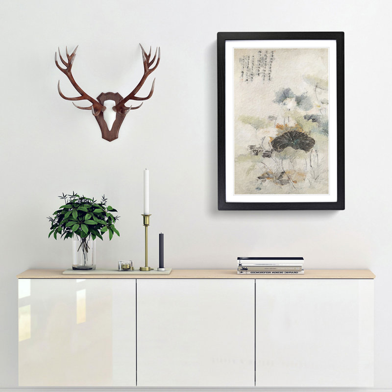 Lotuses on a Summer Evening by Yun Shouping - Framed Print, Black Framed, 36cm H x 27cm W x 2cm D