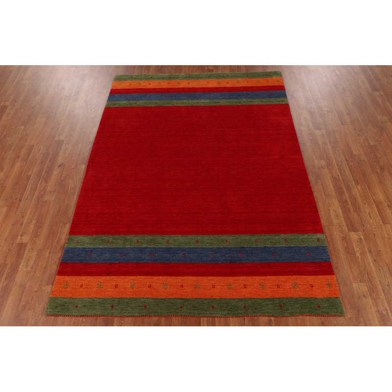 Tapis oriental rayé rouge Gabbeh 8