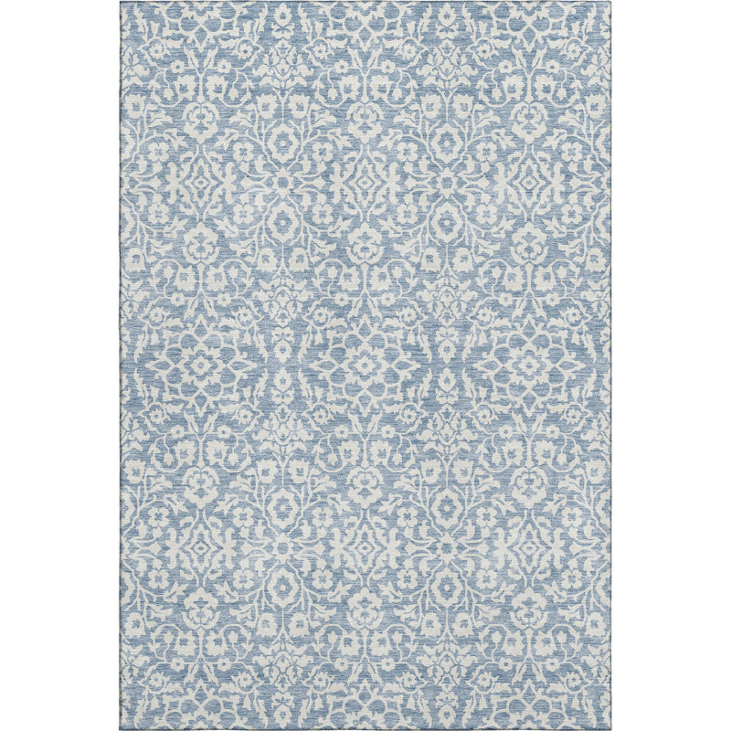 Premium Machine Washable Prisco Denim Rug, Rectangle 5' x 7'6"