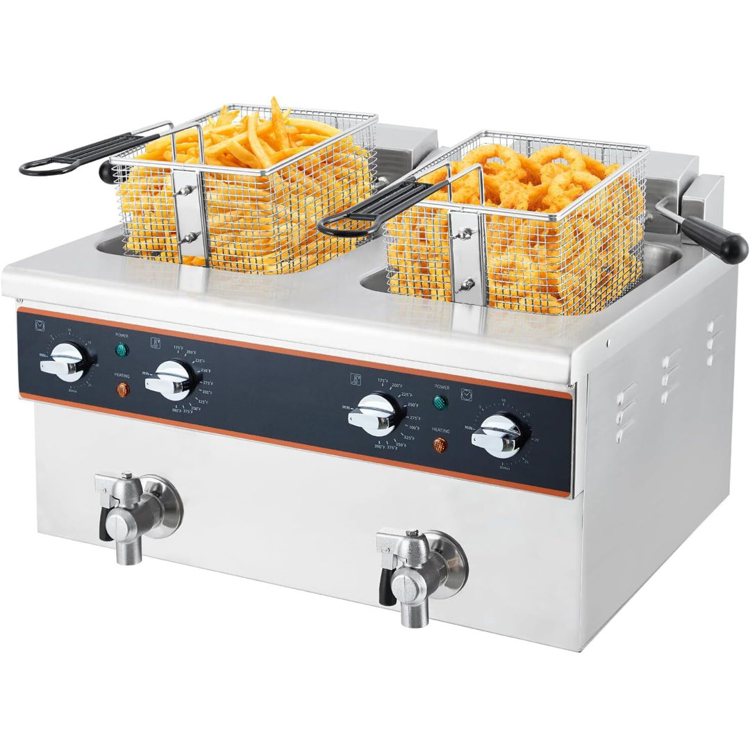 8*2 Litre Electric Deep Fryer, Removable Basket, Drain Valve And Timer Zstar