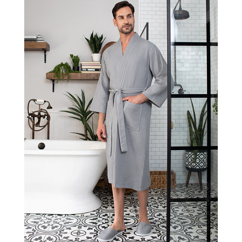 Peignoir gaufré LOTUS LINEN, gris, TG