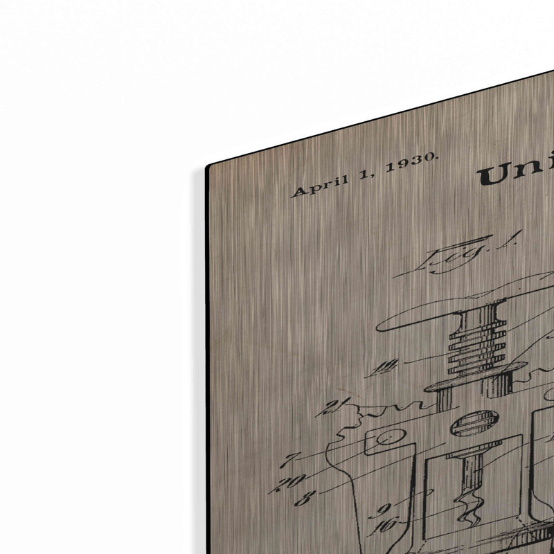 «Corkscrew Blueprint Brevet Parchment», art mural en métal, H 36 po x l 24 po