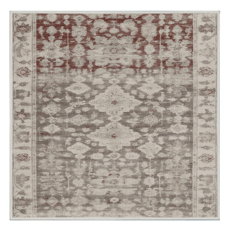 Machine Washable Overdyed Beige Area Rug, Square 5'