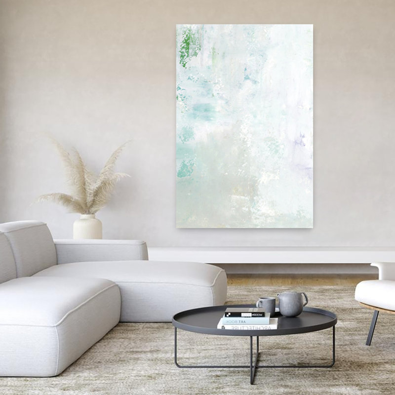 Art contemporain, paysage côtier abstrait et minimaliste moderne, H 60 po x l 40 po