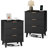 1 Pc Fluted Bedroom Nightstand with 3 Drawers, Black Nightstand with Charging Station, Bedside End Table, Side Table For Bedroom, Small Dresser For Small Spaces-720982379