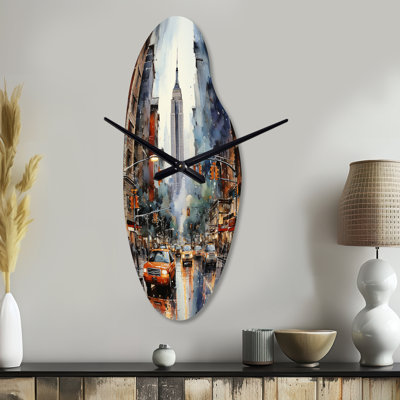 New York City That Never Sleeps II - Curved Shape Unique New York Wall Clock