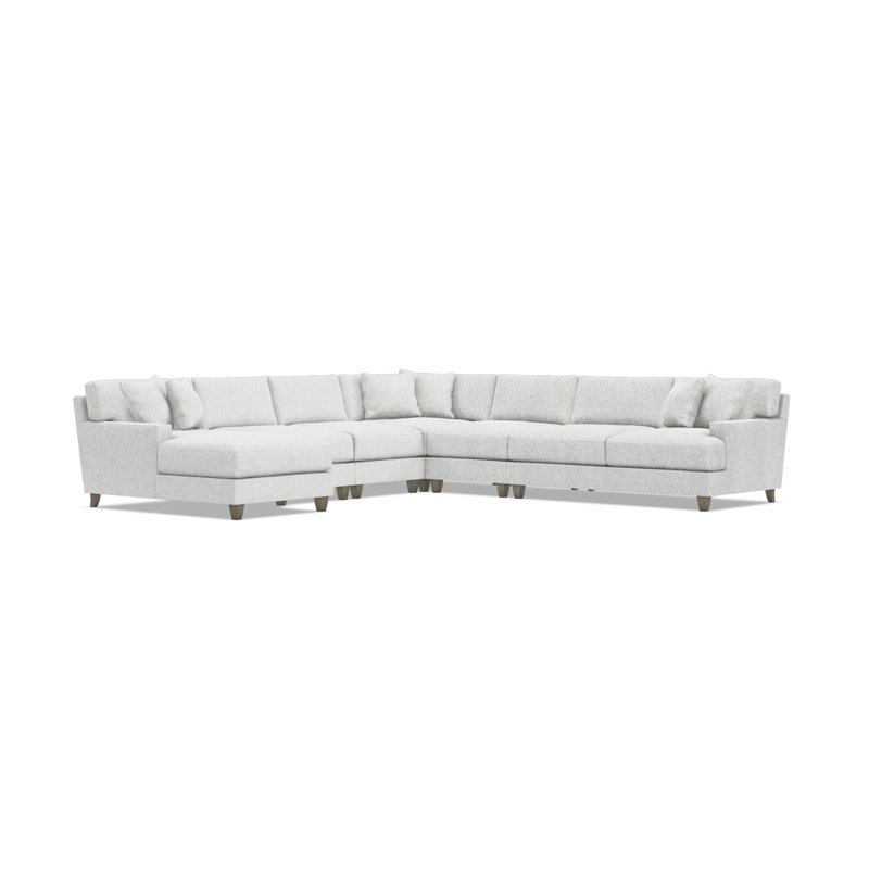 Mila 6-Piece Fabric Sectional, 33.5" H x 137" W x 137" D, Left Hand Facing, White Polyester