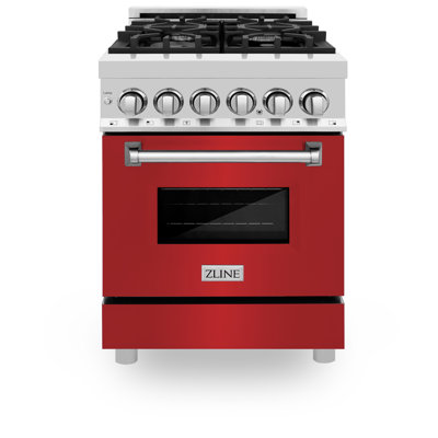 ZLINE 24 In. 2.8 Cu. Ft. Legacy Dual Fuel Range with 4 Burner Gas Cooktop and Electric Convection Oven