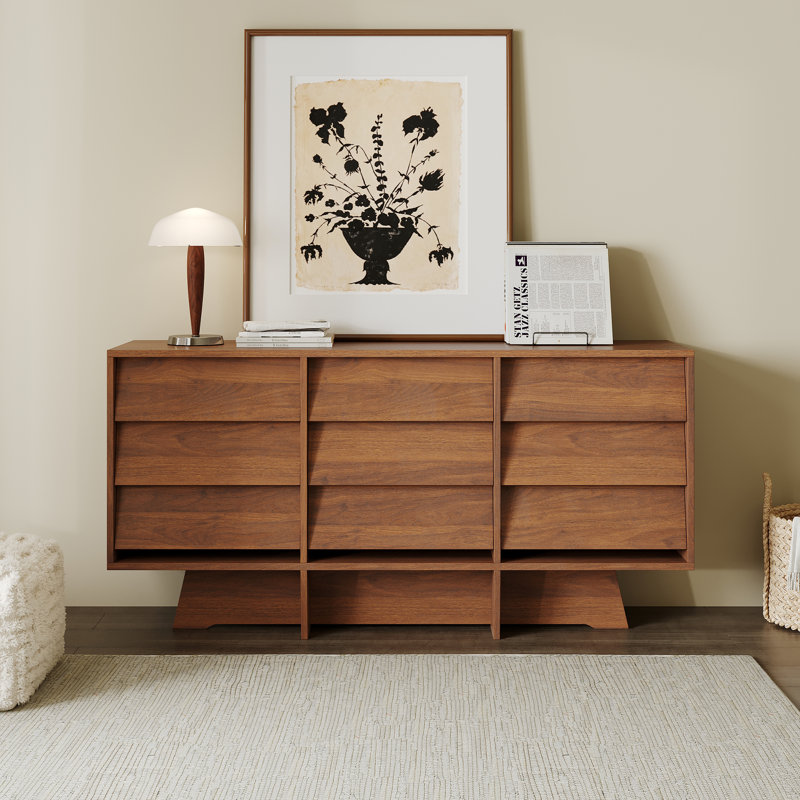59" Buffet Cabinet with 9 Drawers, Wood Sideboard Large Console Table For Kitchen And Living Room