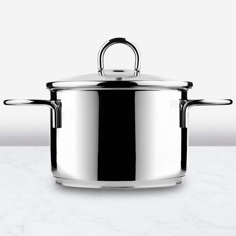 Marmite de cuisine en acier inoxydable avec couvercle clapier surmeuble, H 9,75 po x l 7,5 po