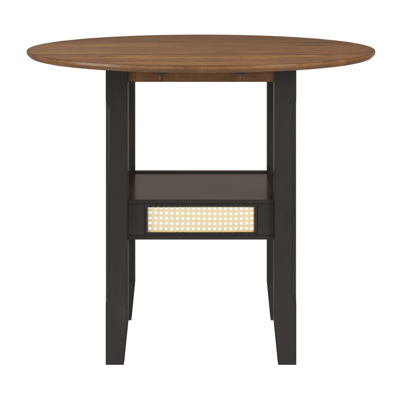 Pulukan Counter Height Drop Leaf Dining Table, Standard Height (30.19" Height), Black