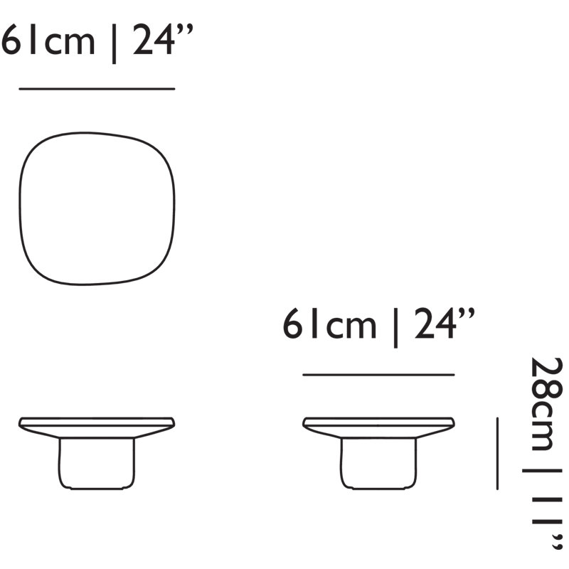 Obon Coffee Table, Square Low
