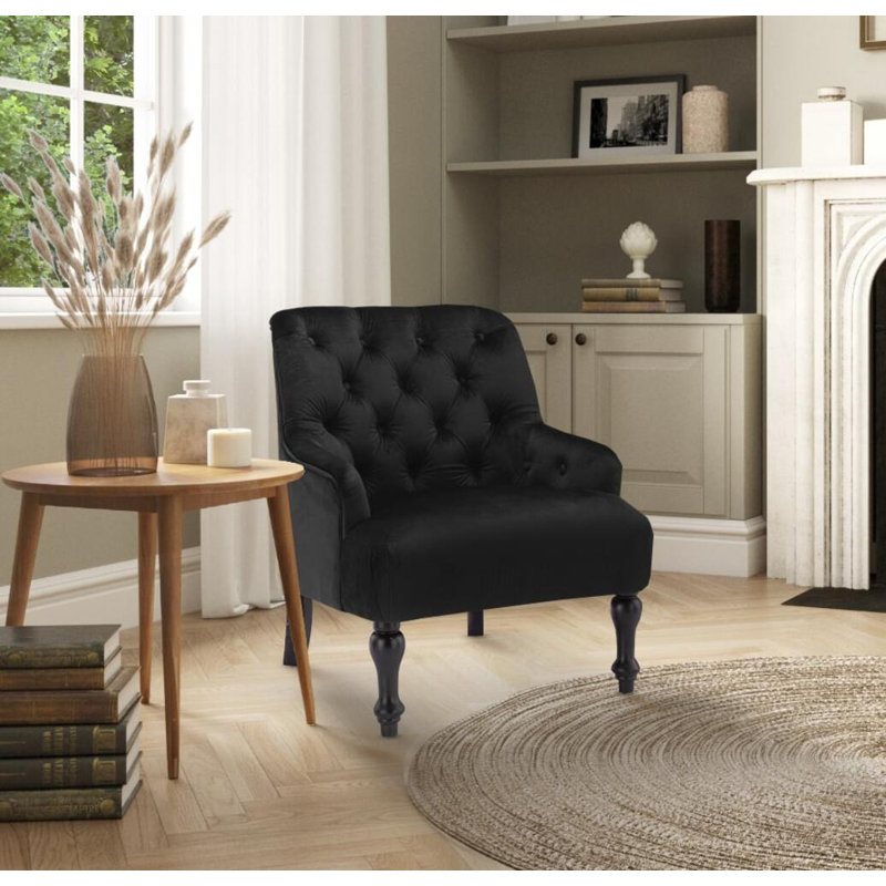 Edgeley 70Cm Wide Tufted Armchair, Black