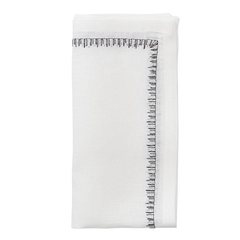 Filament 21" Linen Napkin, White/Silver/Gunmetal