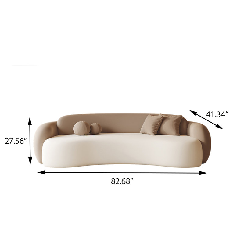 Canapé en velours brossé bicolore 82,68 po kaki foncé et blanc, H 27,56 po x l 82,68 po x P 41,34 po, 3