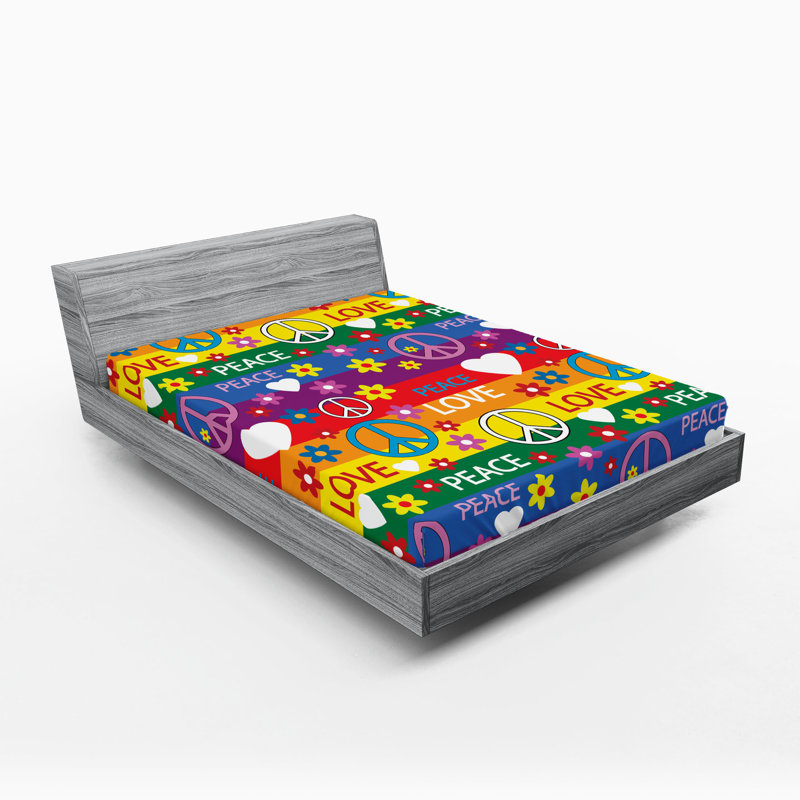 Ensemble de 2 draps-hippies Ambesonne, California King Fitted Sheet
