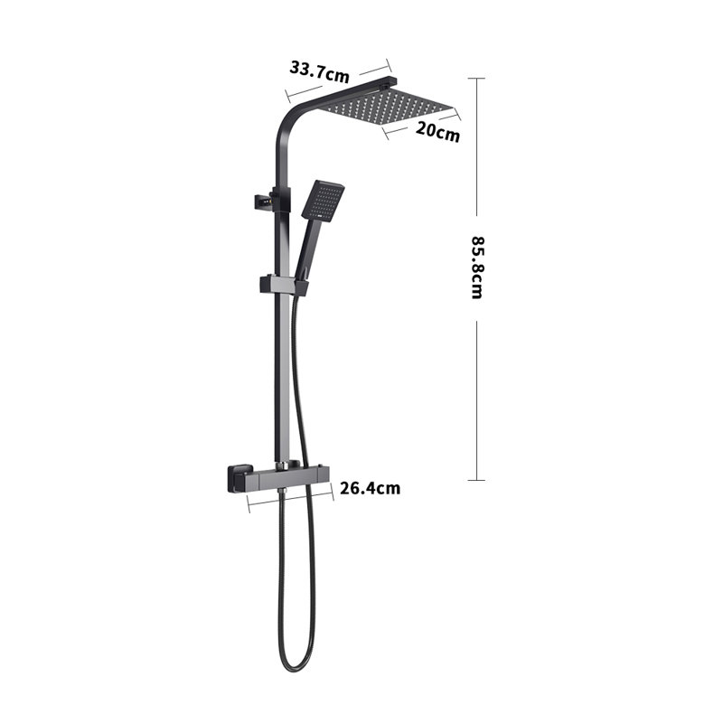Square Rod Temperature-Controlled Shower Head Set