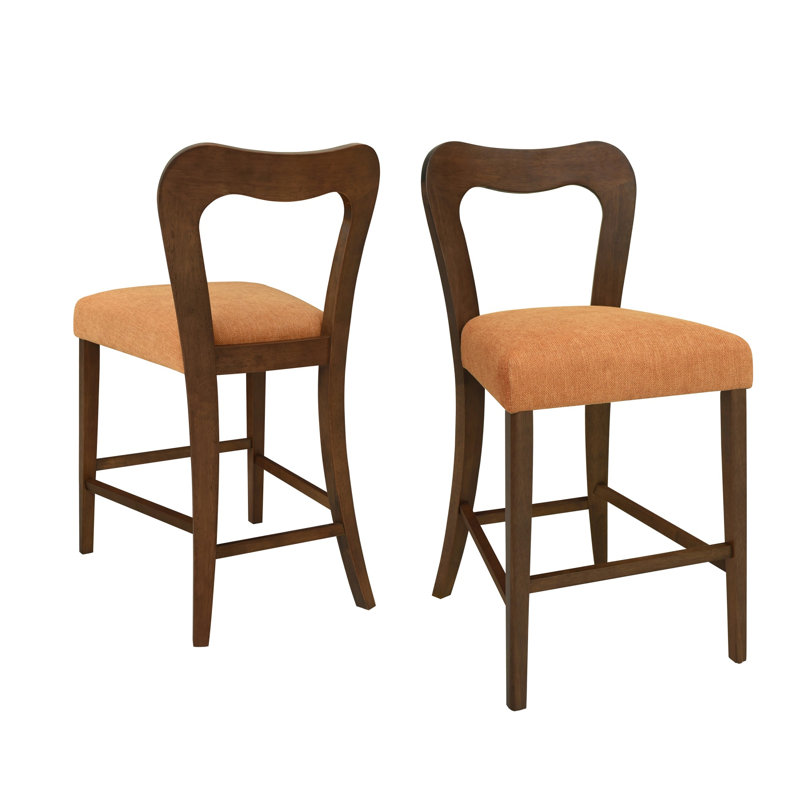 Tabouret de comptoir rétro, Noyer, Orange
