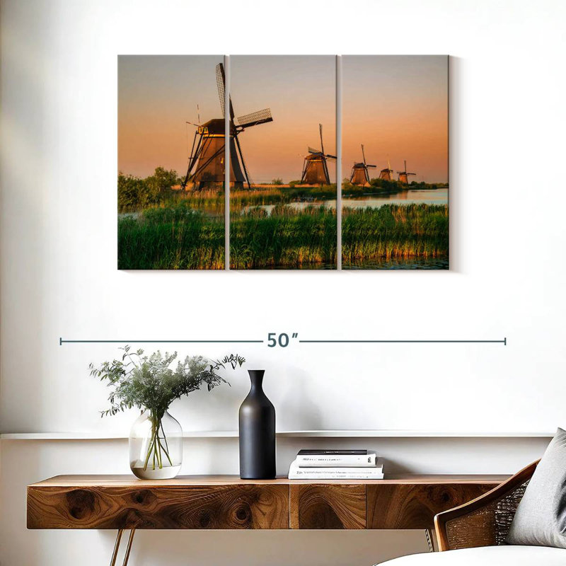 Alvord Windmills At Kinderdijk, H 24 po x l 38 po