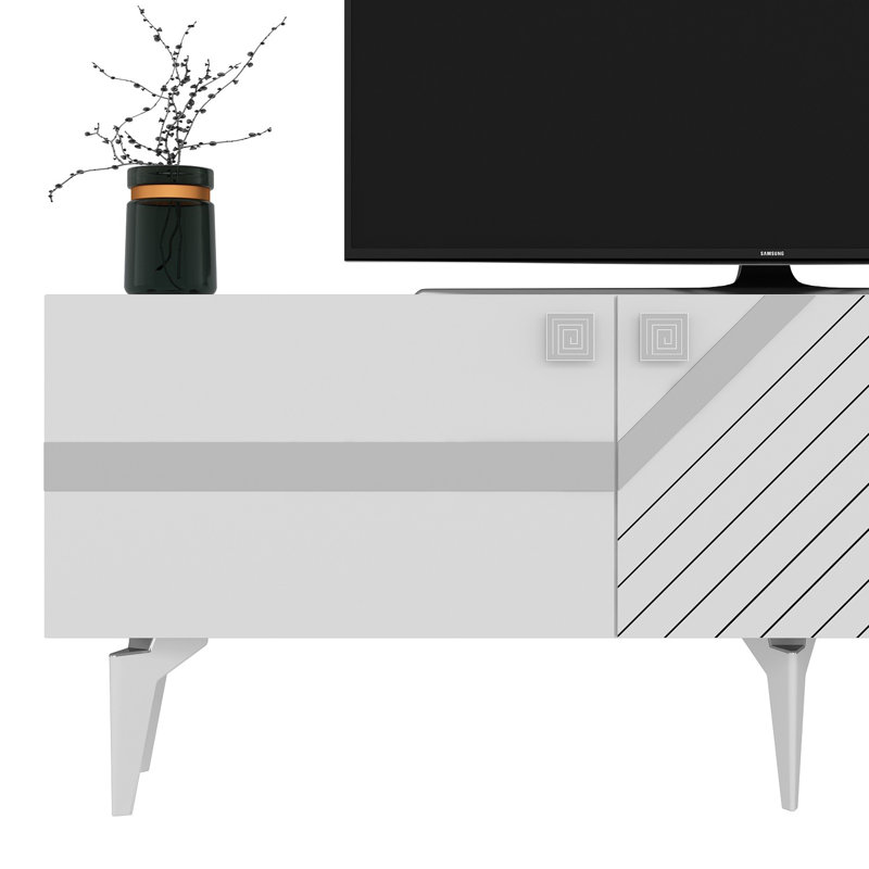 Burkinshaw TV Stand for TVs up to 65", White/Silver