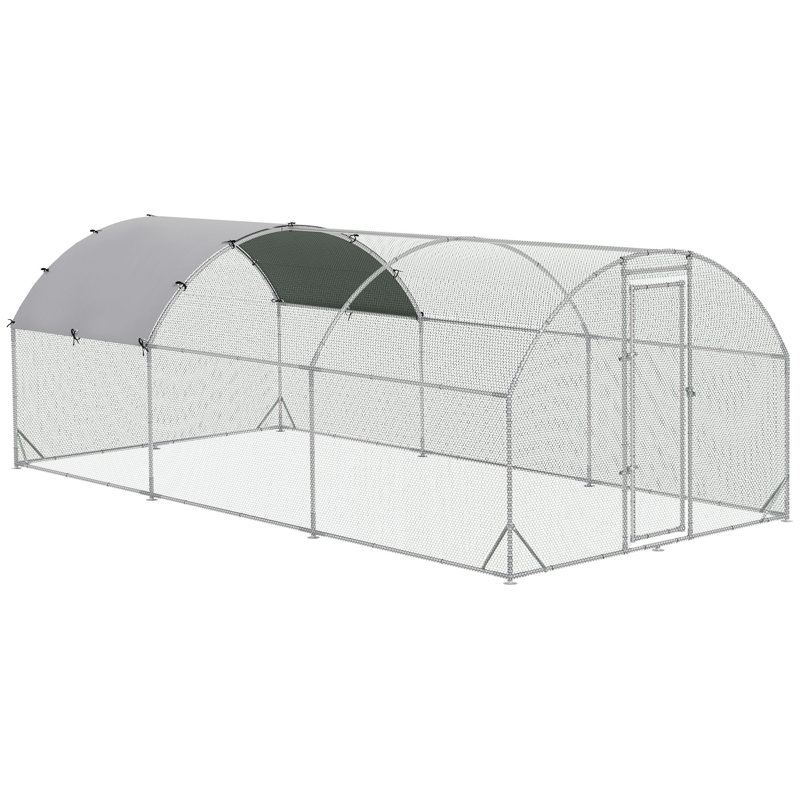 Grand poulailler en métal Pawhut avec housse imperméable et anti-UV
