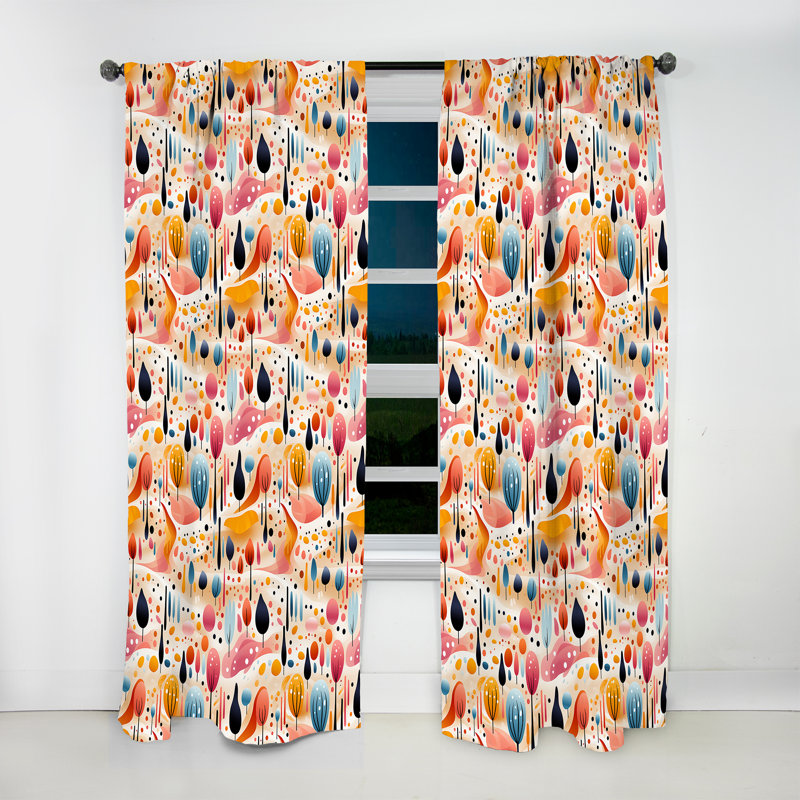 Pamplin motif botanique rose I - rideau en velours moderne - obscurcissant - 1 panneau, L 52 po x L 120 po