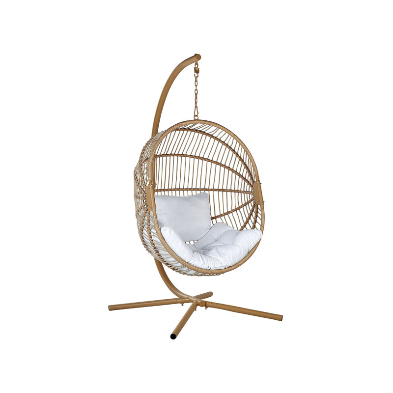 Hotevilla-Bacavi Porch Swing with Canopy, Beige, White