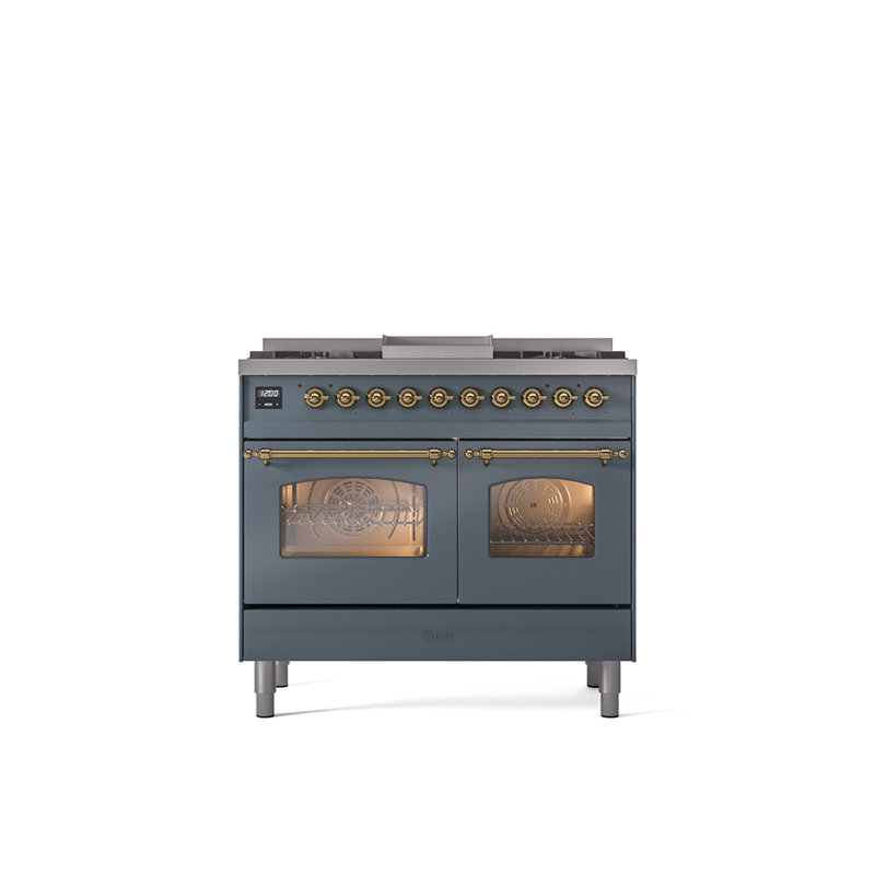 ILVE Nostalgie II 40 in Dual Fuel Range, Natural Gas, Blue Gray/Bronze