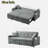 3 In 1 Convertible Sleeper Sofa Bed With Reclining Backrest, Pillows And Side Pockets-1869365428