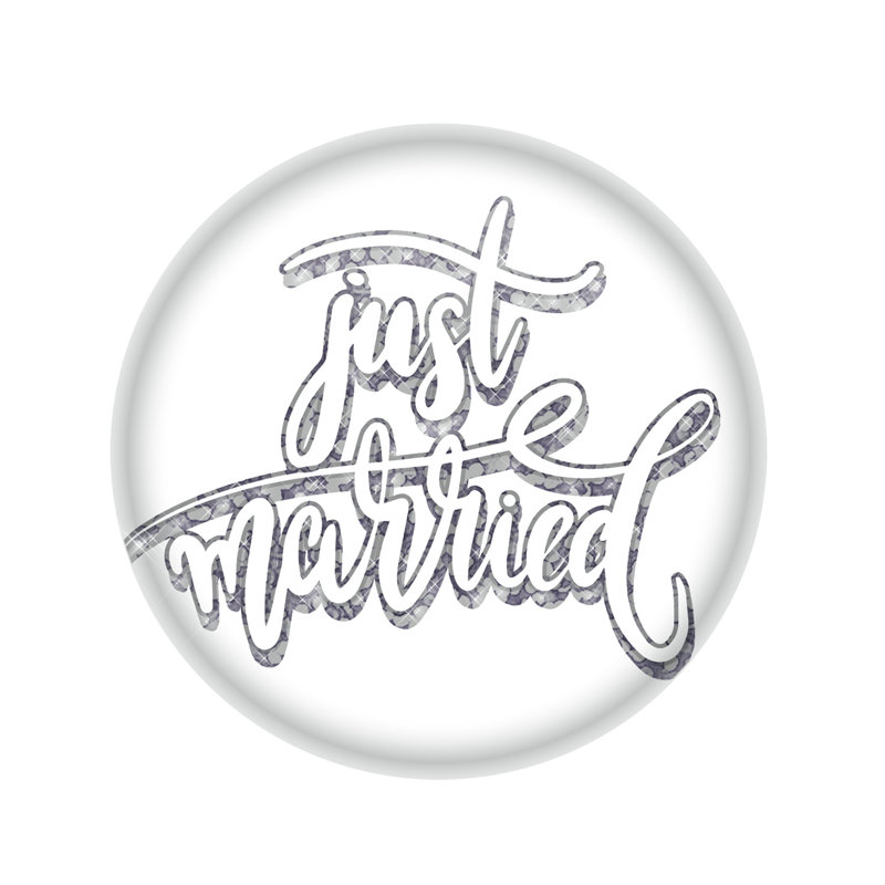 Bouton Just Married - 2 po - paquet de 6, Blanc