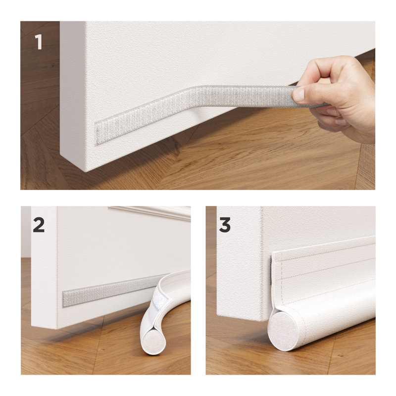 Under Door Draft Blocker - Door Draft Stopper 32 To 38 Inches - Weatherproofing Door Seal Strip - Draft Stopper For Bottom Of Door - Noice Reduction Sound Proof Door Draft Blocker White