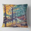 Carré, paysage avec rivière en automne forêt coucher de soleil - coussin décoratif traditionnel-60158587